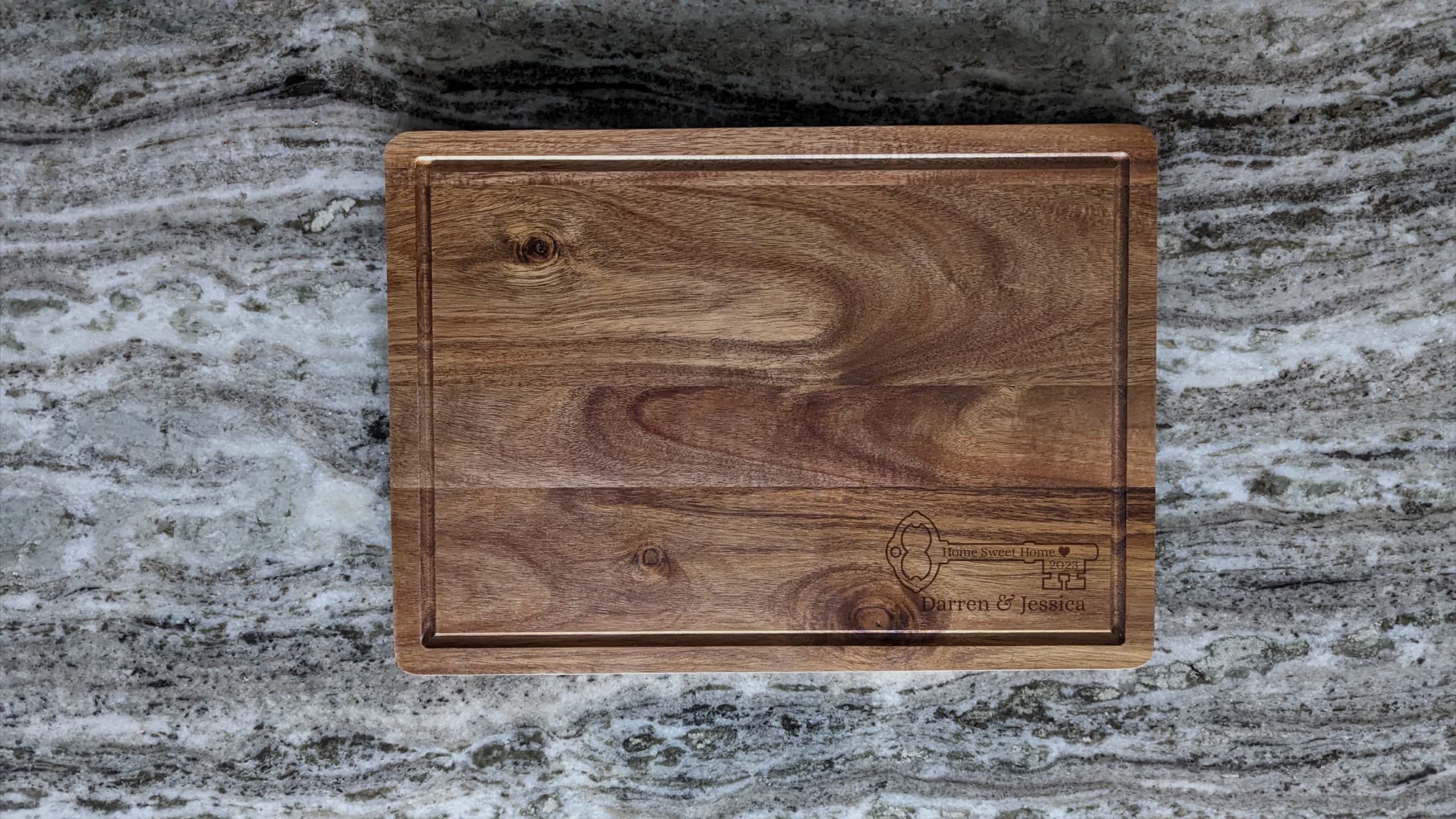 House Warming Key Engraving Cutting Board