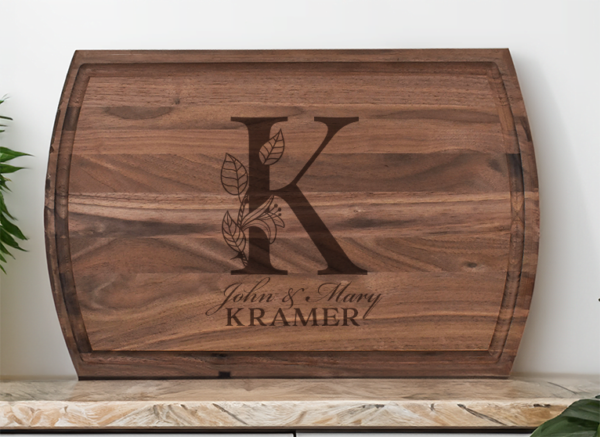 Tropical monogram personalized cutting board - image 2