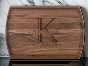 Kitchen Knives 3 Monogram engraving personalized cutting board