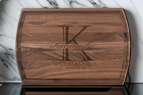 Monogram engraving personalized cutting board