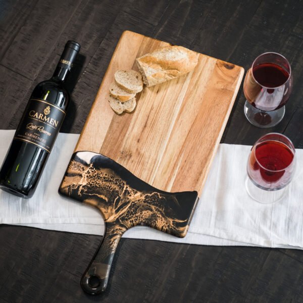 Black ember cheese board with handle
