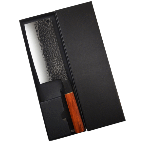 Hammer forged cleaver knife in box