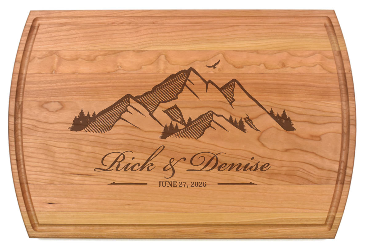 Mountain Landscape Personalized Cutting Board 4 Cherry Wood Cutting Board Engraved with Mountain scape and personalized message